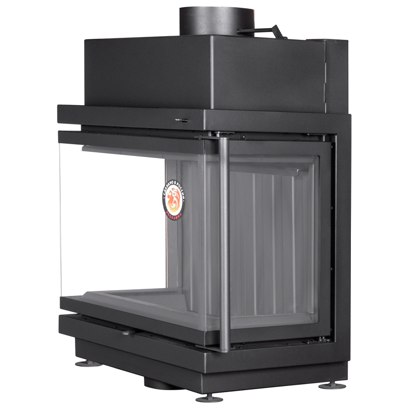 Каминная топка Экокамин АЛЬФА 700 три стекла черный шамот подовая (миниатюра)